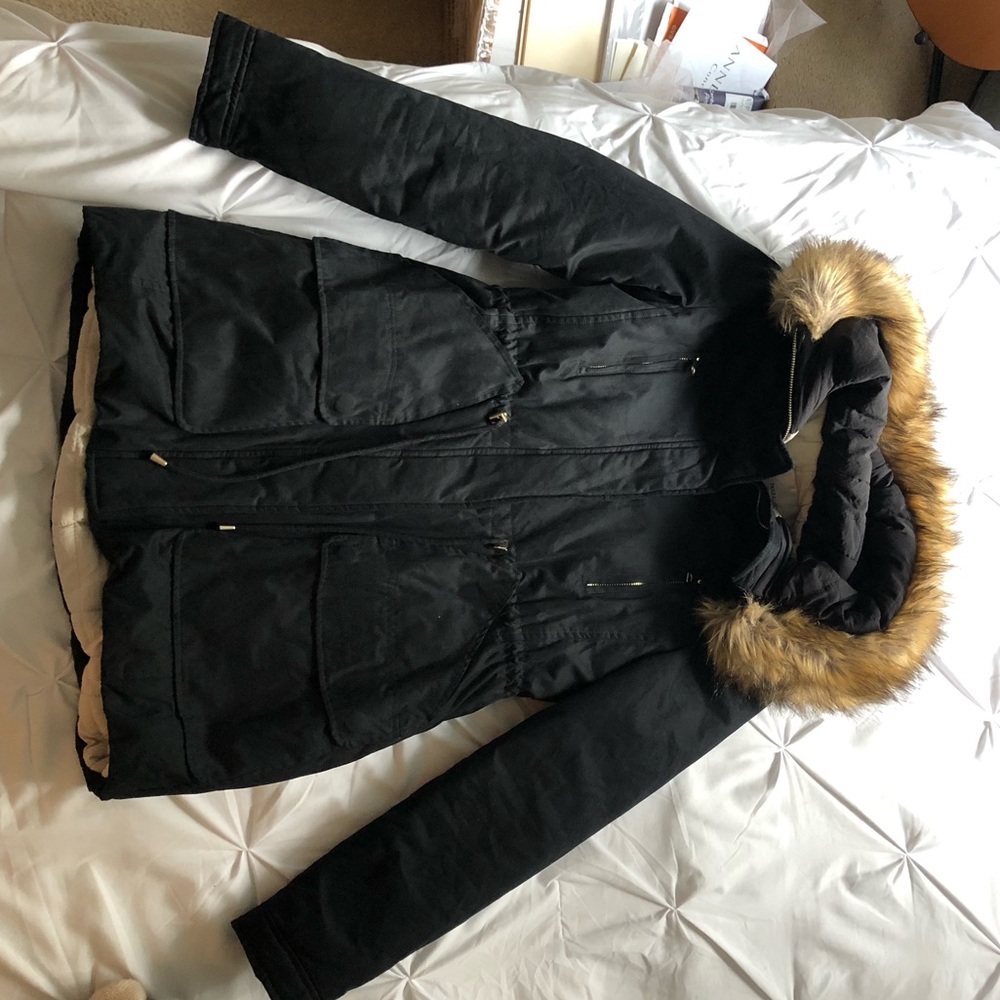 Zara Parka Jacket In Black